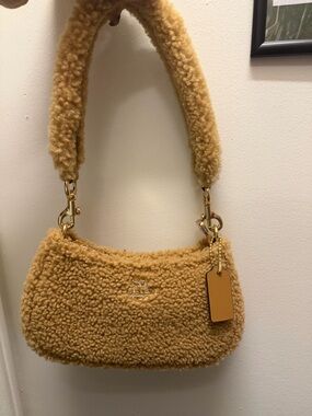 Coach Sherpa Shoulder Bag in Tan-Gold